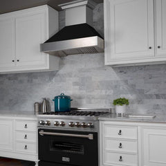 ZLINE 30 in. Ducted DuraSnow® Stainless Steel Range Hood with Black Matte Shell, 8654BLM-30 - Smart Kitchen Lab