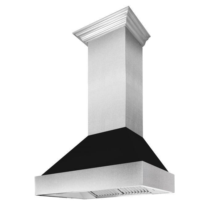ZLINE 30 in. Ducted DuraSnow® Stainless Steel Range Hood with Black Matte Shell, 8654BLM-30 - Smart Kitchen Lab