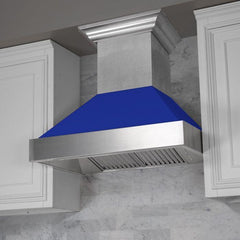ZLINE 30 in. Ducted DuraSnow® Stainless Steel Range Hood with Blue Matte Shell, 8654BM-30 - Smart Kitchen Lab