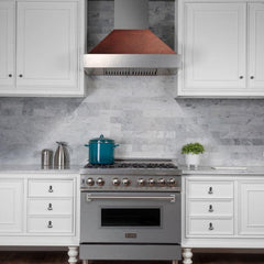 ZLINE 30 in. Ducted DuraSnow® Stainless Steel Range Hood with Hand-Hammered Copper Shell, 8654HH-30 - Smart Kitchen Lab