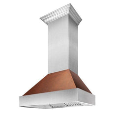 ZLINE 30 in. Ducted DuraSnow® Stainless Steel Range Hood with Hand-Hammered Copper Shell, 8654HH-30 - Smart Kitchen Lab