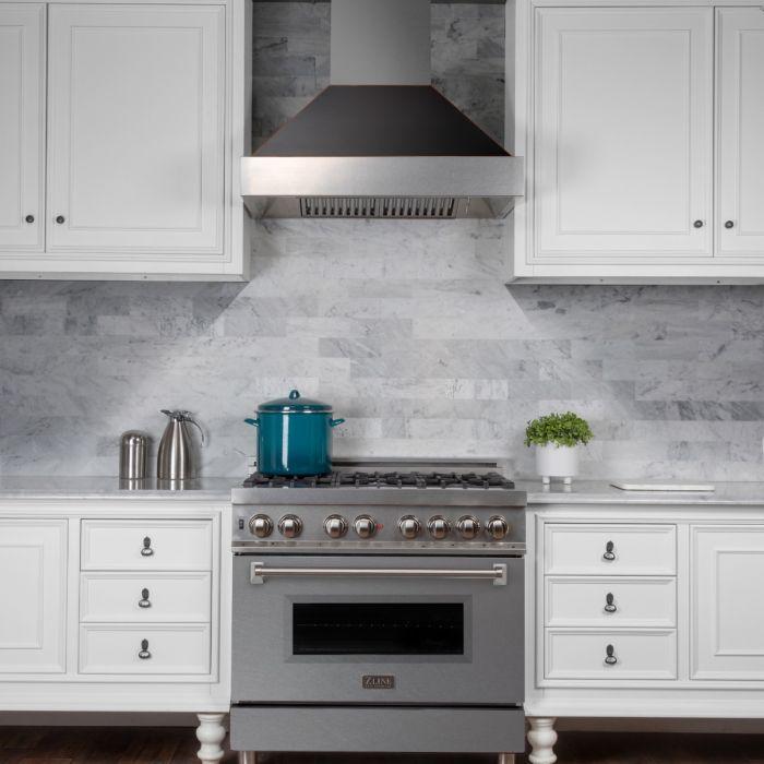 ZLINE 30 in. Ducted DuraSnow® Stainless Steel Range Hood with Oil Rubbed Bronze Shell, 8654ORB-30 - Smart Kitchen Lab
