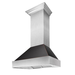 ZLINE 30 in. Ducted DuraSnow® Stainless Steel Range Hood with Oil Rubbed Bronze Shell, 8654ORB-30 - Smart Kitchen Lab