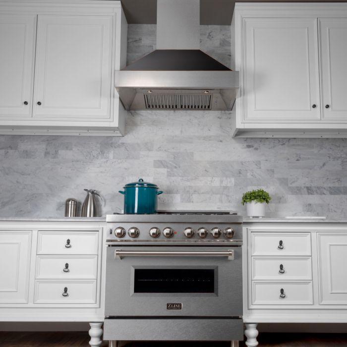 ZLINE 30 in. Ducted DuraSnow® Stainless Steel Range Hood with Oil Rubbed Bronze Shell, 8654ORB-30 - Smart Kitchen Lab