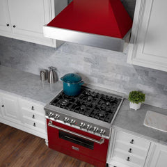 ZLINE 30 in. Ducted DuraSnow® Stainless Steel Range Hood with Red Gloss Shell, 8654RG-30 - Smart Kitchen Lab