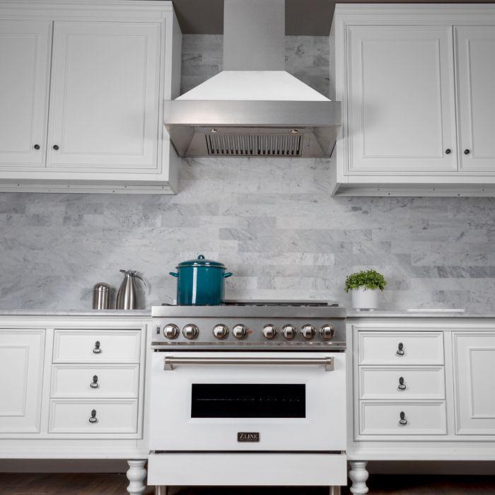 ZLINE 30 in. DuraSnow® Finish Range Hood with White Matte Shell, 8654WM-30 - Smart Kitchen Lab