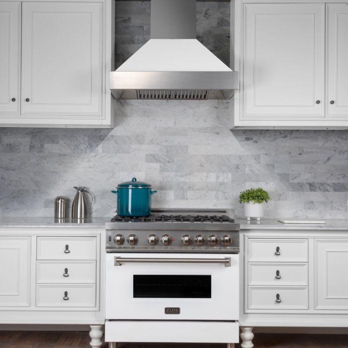 ZLINE 30 in. DuraSnow® Finish Range Hood with White Matte Shell, 8654WM-30 - Smart Kitchen Lab