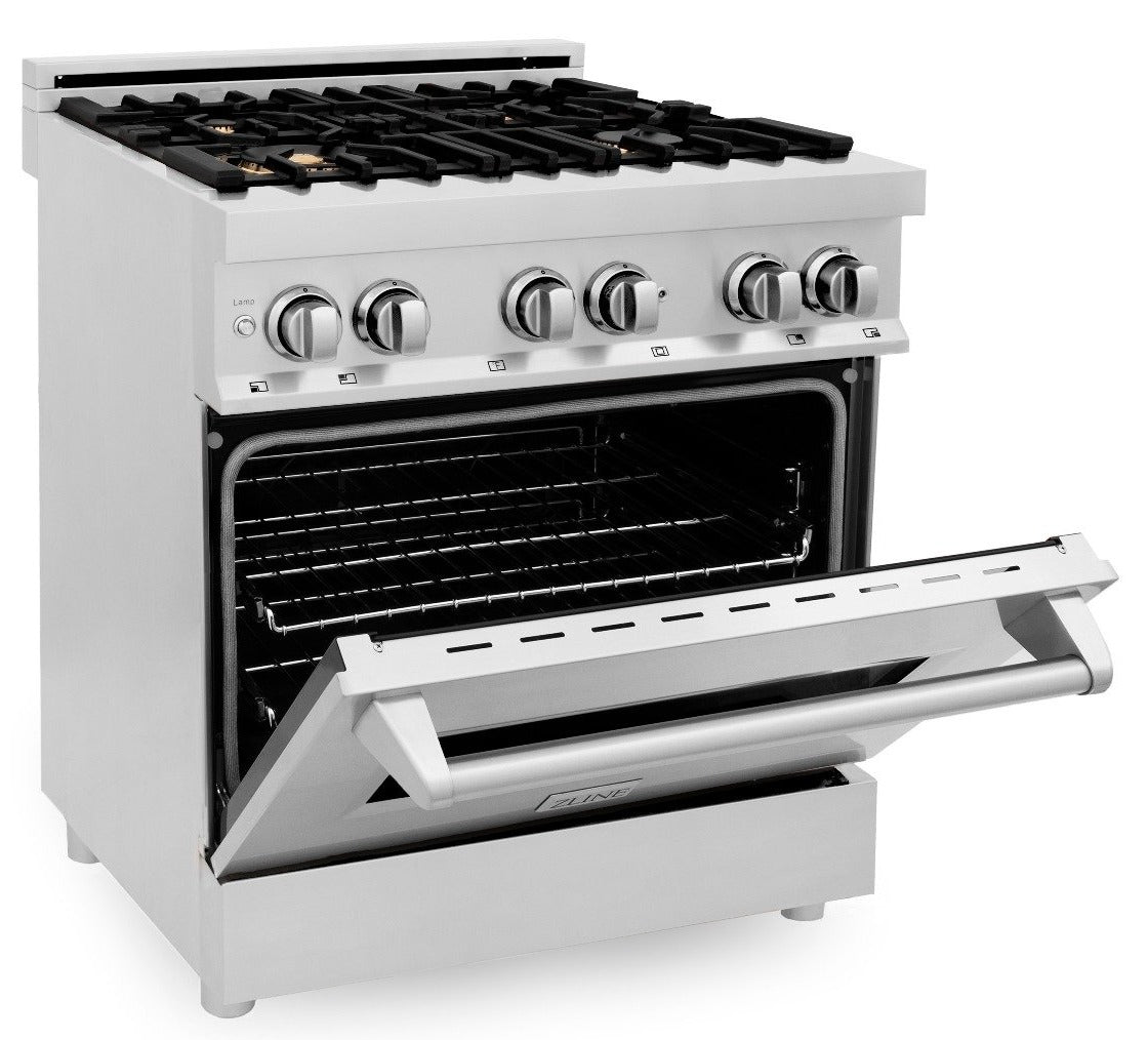 ZLINE 30 in. Professional Gas Burner/Electric Oven Stainless Steel Range with Brass Burners, RA-BR-30 - Smart Kitchen Lab