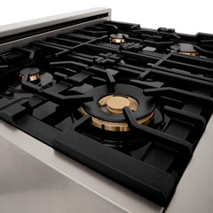 ZLINE 30 in. Professional Gas Burner/Electric Oven Stainless Steel Range with Brass Burners, RA-BR-30 - Smart Kitchen Lab