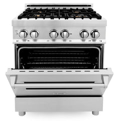 ZLINE 30 in. Professional Gas Burner/Electric Oven Stainless Steel Range with Brass Burners, RA-BR-30 - Smart Kitchen Lab