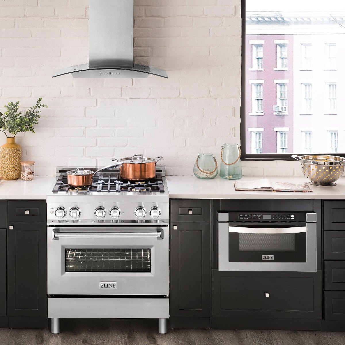ZLINE 30 in. Professional Gas Burner/Electric Oven Stainless Steel Range with Brass Burners, RA-BR-30 - Smart Kitchen Lab