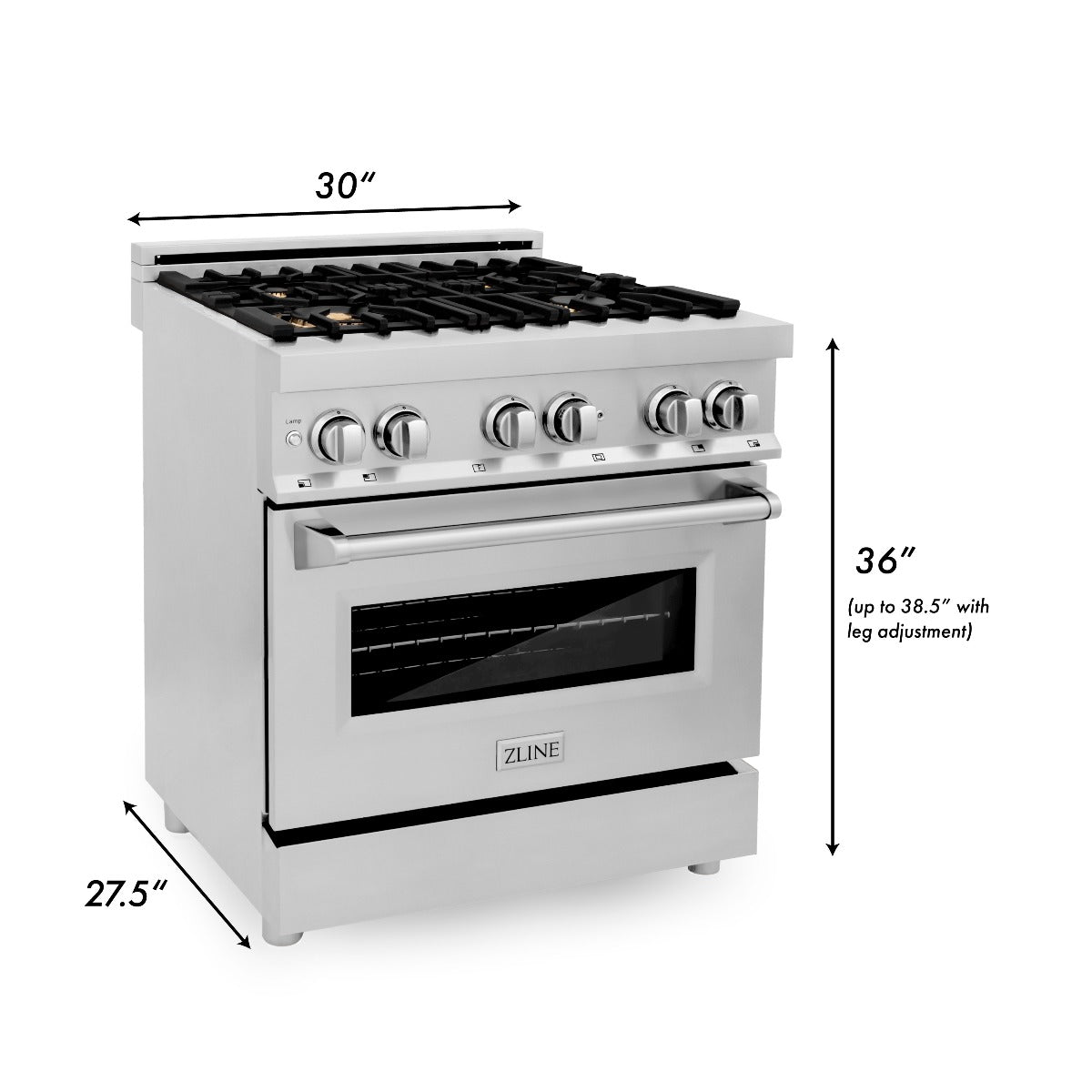ZLINE 30 in. Professional Gas Burner/Electric Oven Stainless Steel Range with Brass Burners, RA-BR-30 - Smart Kitchen Lab