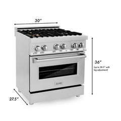 ZLINE 30 in. Professional Gas Burner/Electric Oven Stainless Steel Range with Brass Burners, RA-BR-30 - Smart Kitchen Lab