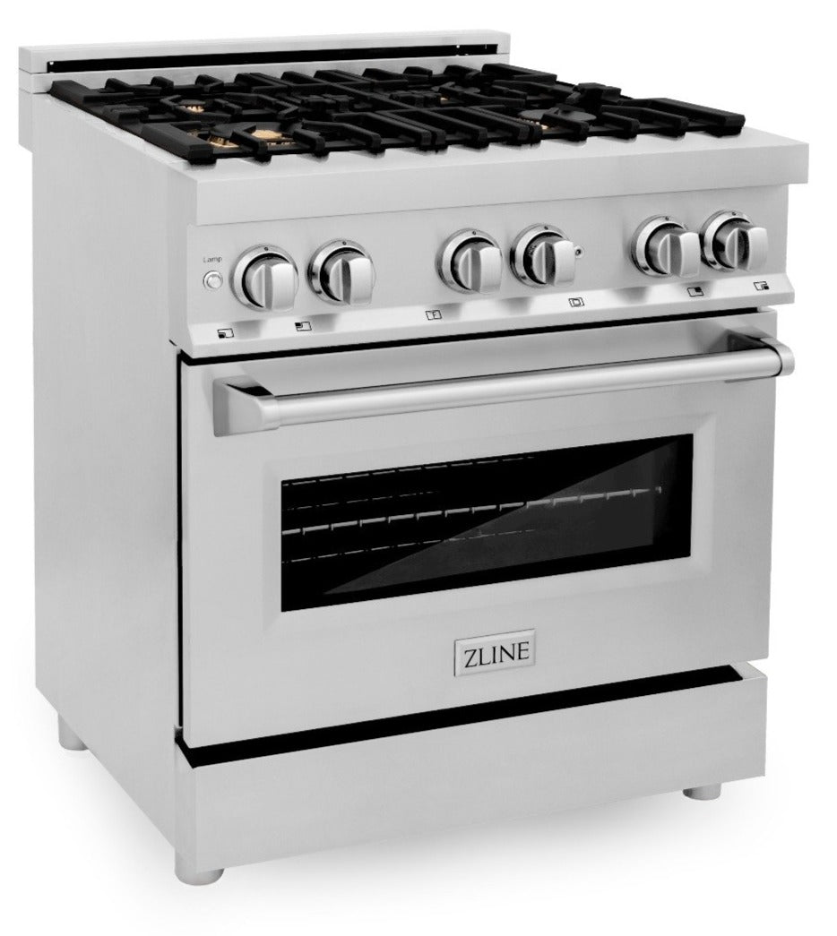 ZLINE 30 in. Professional Gas Burner/Electric Oven Stainless Steel Range with Brass Burners, RA-BR-30 - Smart Kitchen Lab