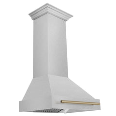 ZLINE 30 Inch Autograph Edition DuraSnow® Range Hood with DuraSnow® Shell and Champagne Bronze Handle, 8654SNZ-30-CB - Smart Kitchen Lab