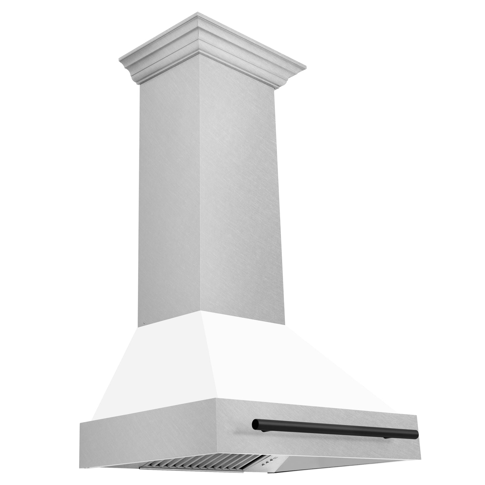 ZLINE 30 Inch Autograph Edition DuraSnow® Range Hood with White Matte Shell and Matte Black Handle, 8654SNZ-WM30-MB - Smart Kitchen Lab