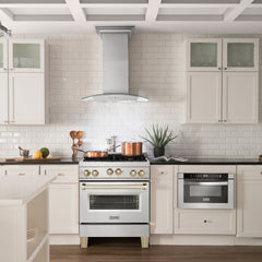 ZLINE 30 Inch Autograph Edition Gas Range in DuraSnow® Stainless Steel with Gold Accents, RGSZ-SN-30-G - Smart Kitchen Lab