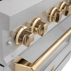 ZLINE 30 Inch Autograph Edition Gas Range in DuraSnow® Stainless Steel with Gold Accents, RGSZ-SN-30-G - Smart Kitchen Lab