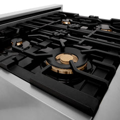 ZLINE 30 Inch Autograph Edition Gas Range in Stainless Steel with Champagne Bronze Accents, RGZ-30-CB - Smart Kitchen Lab