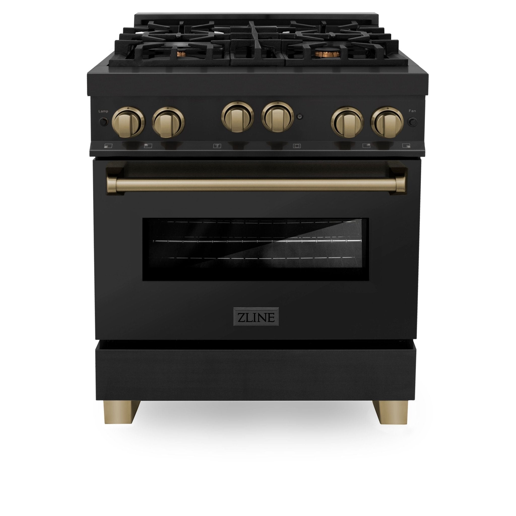 ZLINE 30 Inch Autograph Edition Gas Range in Stainless Steel with Champagne Bronze Accents, RGZ-30-CB - Smart Kitchen Lab