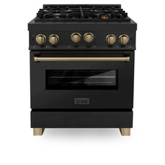 ZLINE 30 Inch Autograph Edition Gas Range in Stainless Steel with Champagne Bronze Accents, RGZ-30-CB - Smart Kitchen Lab