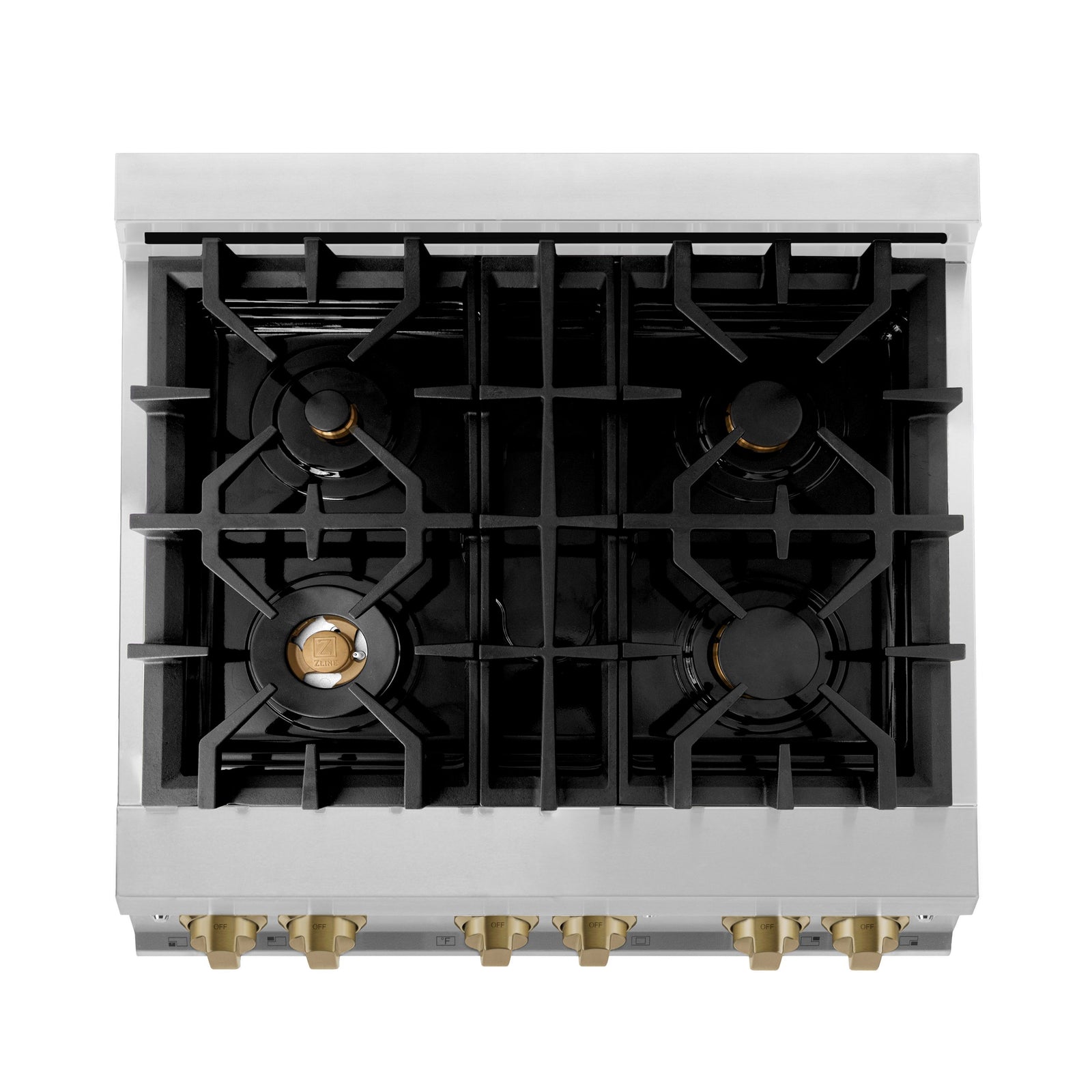 ZLINE 30 Inch Autograph Edition Gas Range in Stainless Steel with Champagne Bronze Accents, RGZ-30-CB - Smart Kitchen Lab
