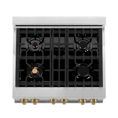 ZLINE 30 Inch Autograph Edition Gas Range in Stainless Steel with Champagne Bronze Accents, RGZ-30-CB - Smart Kitchen Lab