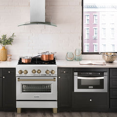 ZLINE 30 Inch Autograph Edition Gas Range in Stainless Steel with Champagne Bronze Accents, RGZ-30-CB - Smart Kitchen Lab