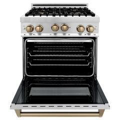 ZLINE 30 Inch Autograph Edition Gas Range in Stainless Steel with Champagne Bronze Accents, RGZ-30-CB - Smart Kitchen Lab