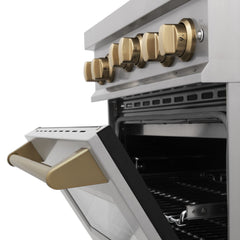 ZLINE 30 Inch Autograph Edition Gas Range in Stainless Steel with Champagne Bronze Accents, RGZ-30-CB - Smart Kitchen Lab