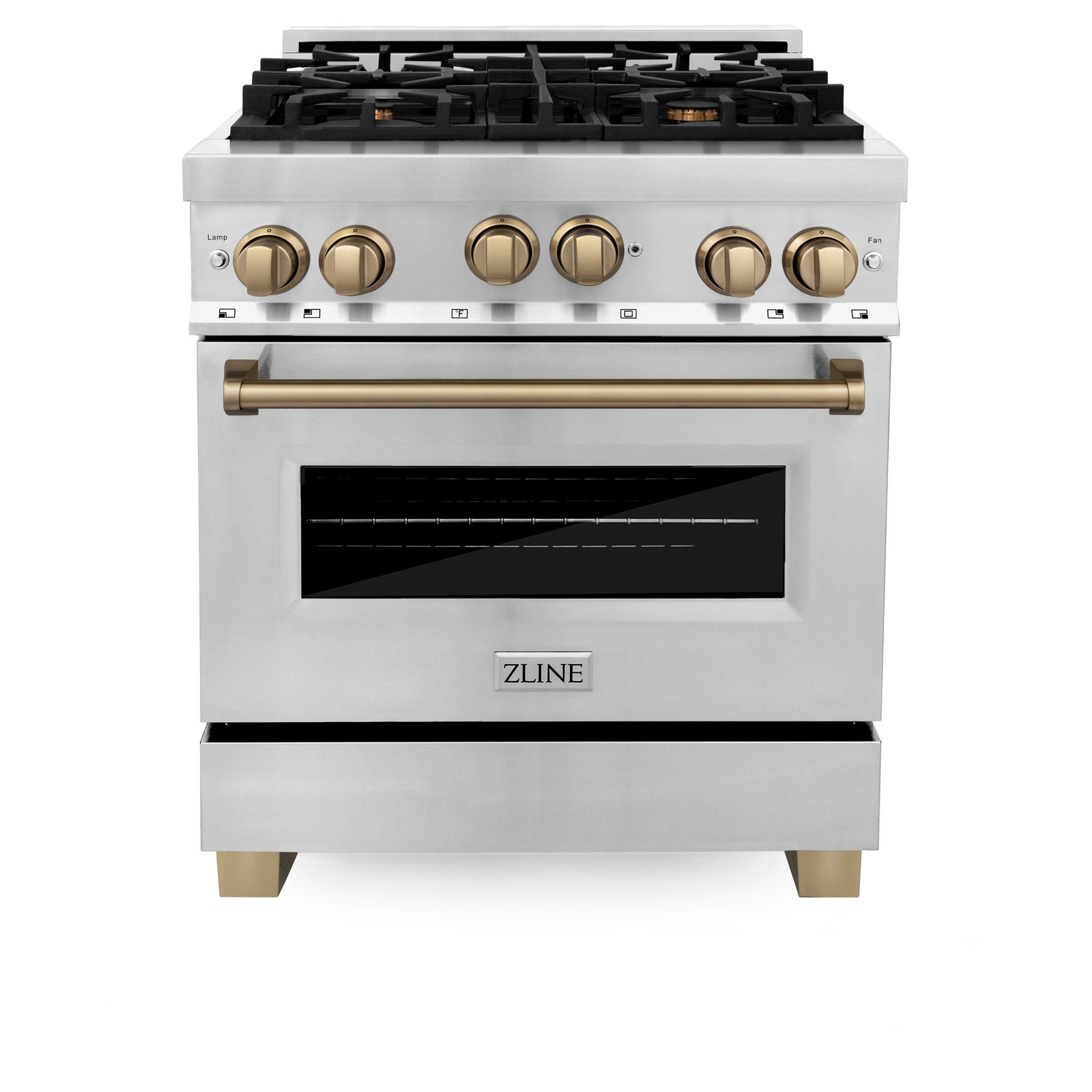 ZLINE 30 Inch Autograph Edition Gas Range in Stainless Steel with Champagne Bronze Accents, RGZ-30-CB - Smart Kitchen Lab