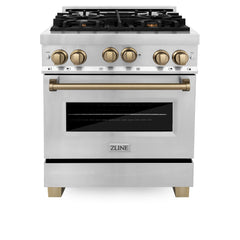 ZLINE 30 Inch Autograph Edition Gas Range in Stainless Steel with Champagne Bronze Accents, RGZ-30-CB - Smart Kitchen Lab