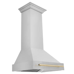 ZLINE 30 Inch Autograph Edition Range Hood with Stainless Steel Shell and Gold Handle, 8654STZ-30-G - Smart Kitchen Lab