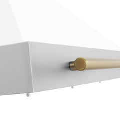 ZLINE 30 Inch Autograph Edition Stainless Steel Range Hood with White Matte Shell and Gold Handle, KB4STZ-WM30-G - Smart Kitchen Lab
