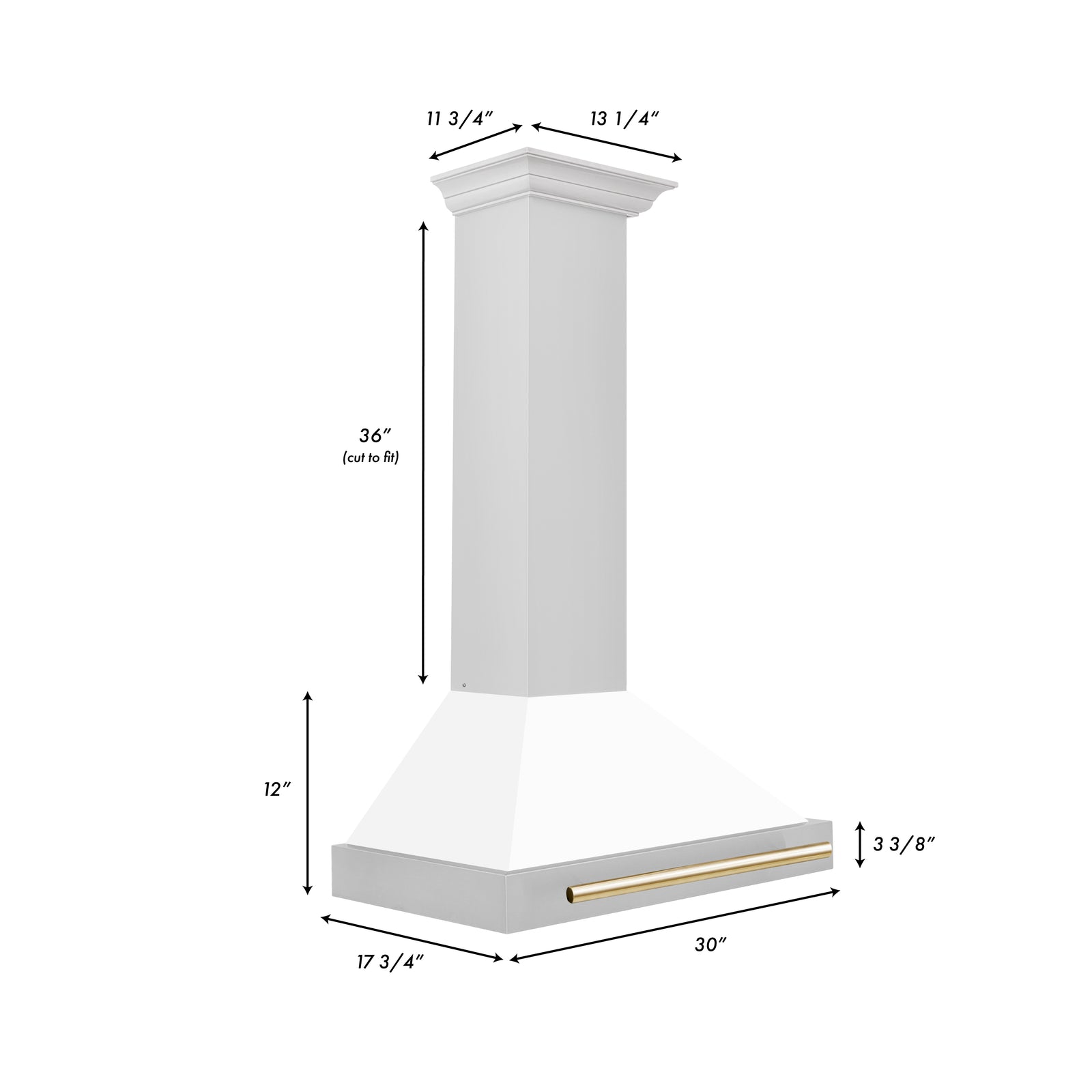 ZLINE 30 Inch Autograph Edition Stainless Steel Range Hood with White Matte Shell and Gold Handle, KB4STZ-WM30-G - Smart Kitchen Lab
