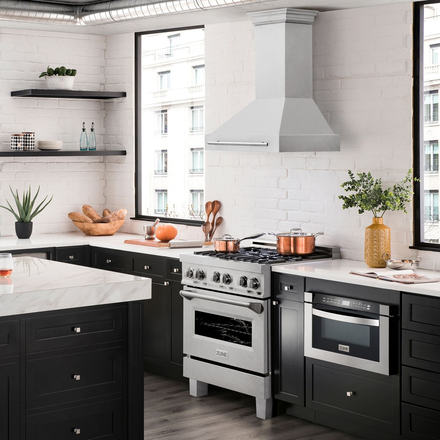 ZLINE 30 Inch DuraSnow® Stainless Steel Range Hood, 8654SNX-30 - Smart Kitchen Lab