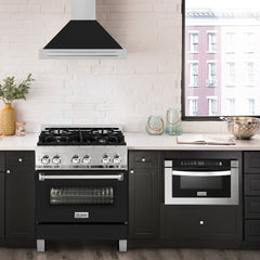 ZLINE 30 Inch DuraSnow® Stainless Steel Range Hood with Black Matte Shell and Stainless Steel Handle, KB4SNX-BLM-30 - Smart Kitchen Lab