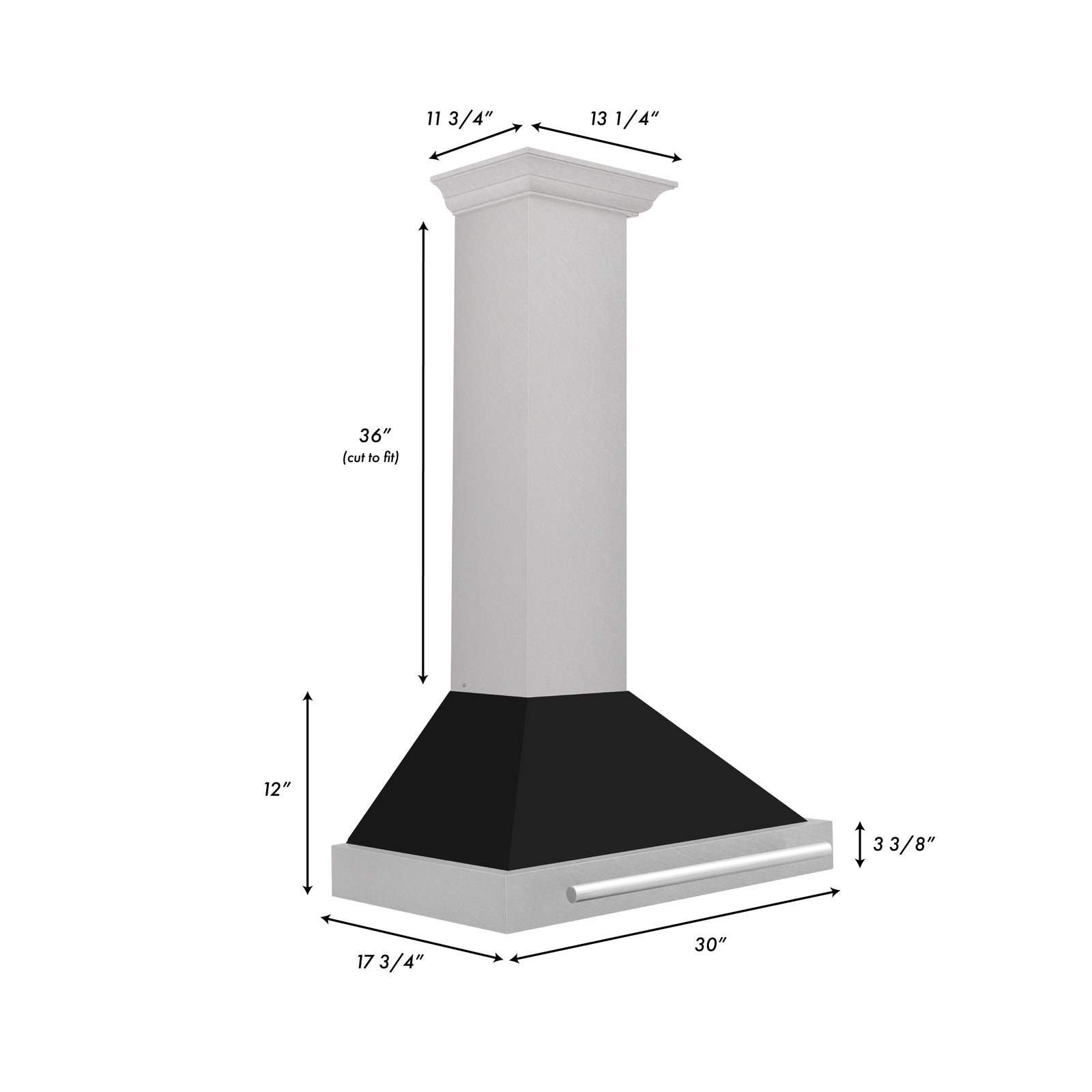 ZLINE 30 Inch DuraSnow® Stainless Steel Range Hood with Black Matte Shell and Stainless Steel Handle, KB4SNX-BLM-30 - Smart Kitchen Lab
