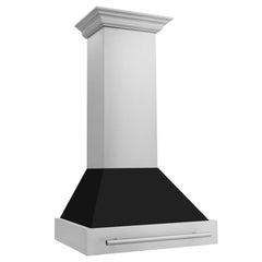 ZLINE 30 Inch Stainless Steel Range Hood with Black Matte Shell and Stainless Steel Handle, 8654STX-BLM-30 - Smart Kitchen Lab