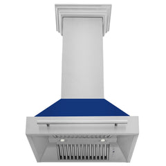ZLINE 30 Inch Stainless Steel Range Hood with Blue Gloss Shell, 8654STX-BG-30 - Smart Kitchen Lab