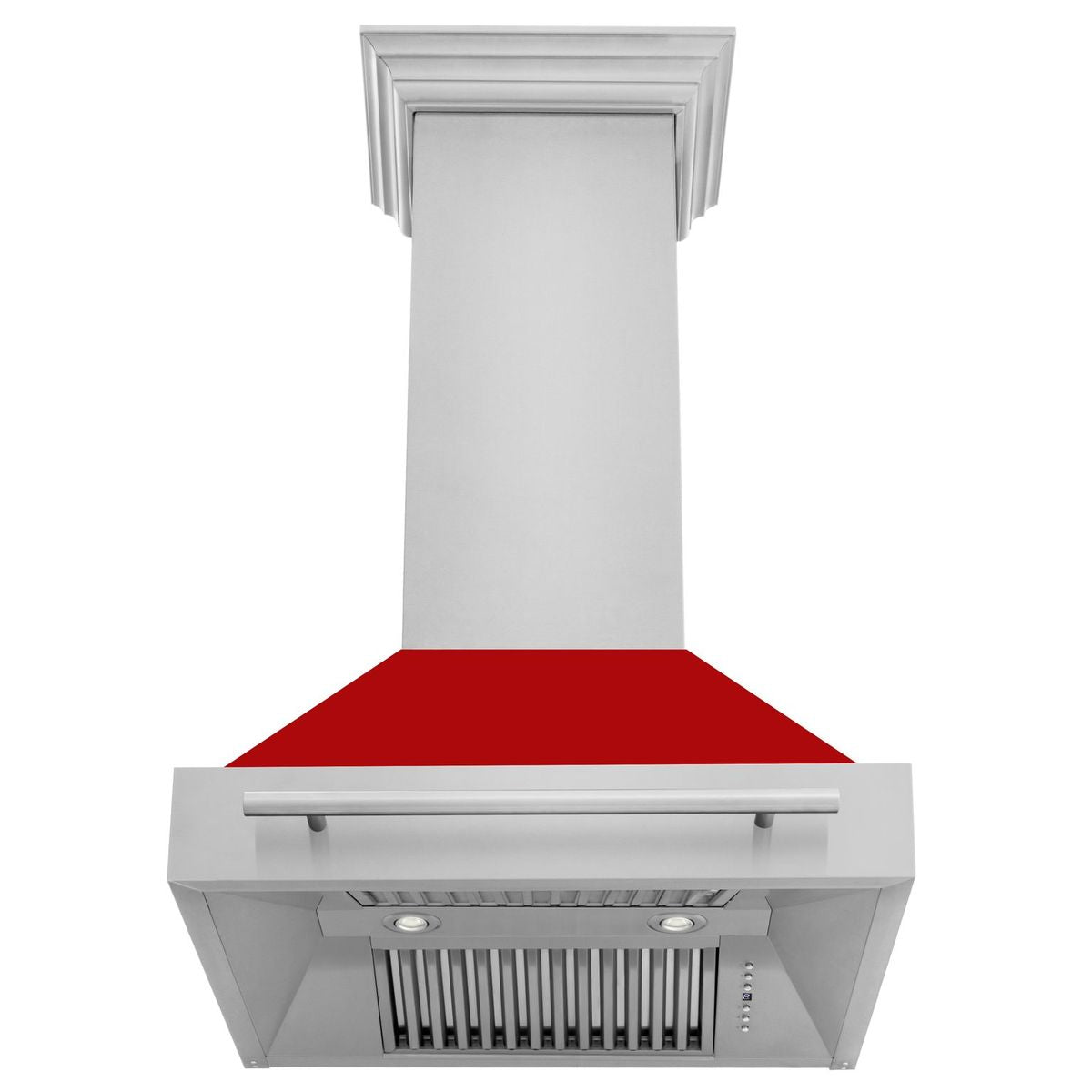 ZLINE 30 Inch Stainless Steel Range Hood with Red Matte Shell and Stainless Steel Handle, 8654STX-RM-30 - Smart Kitchen Lab