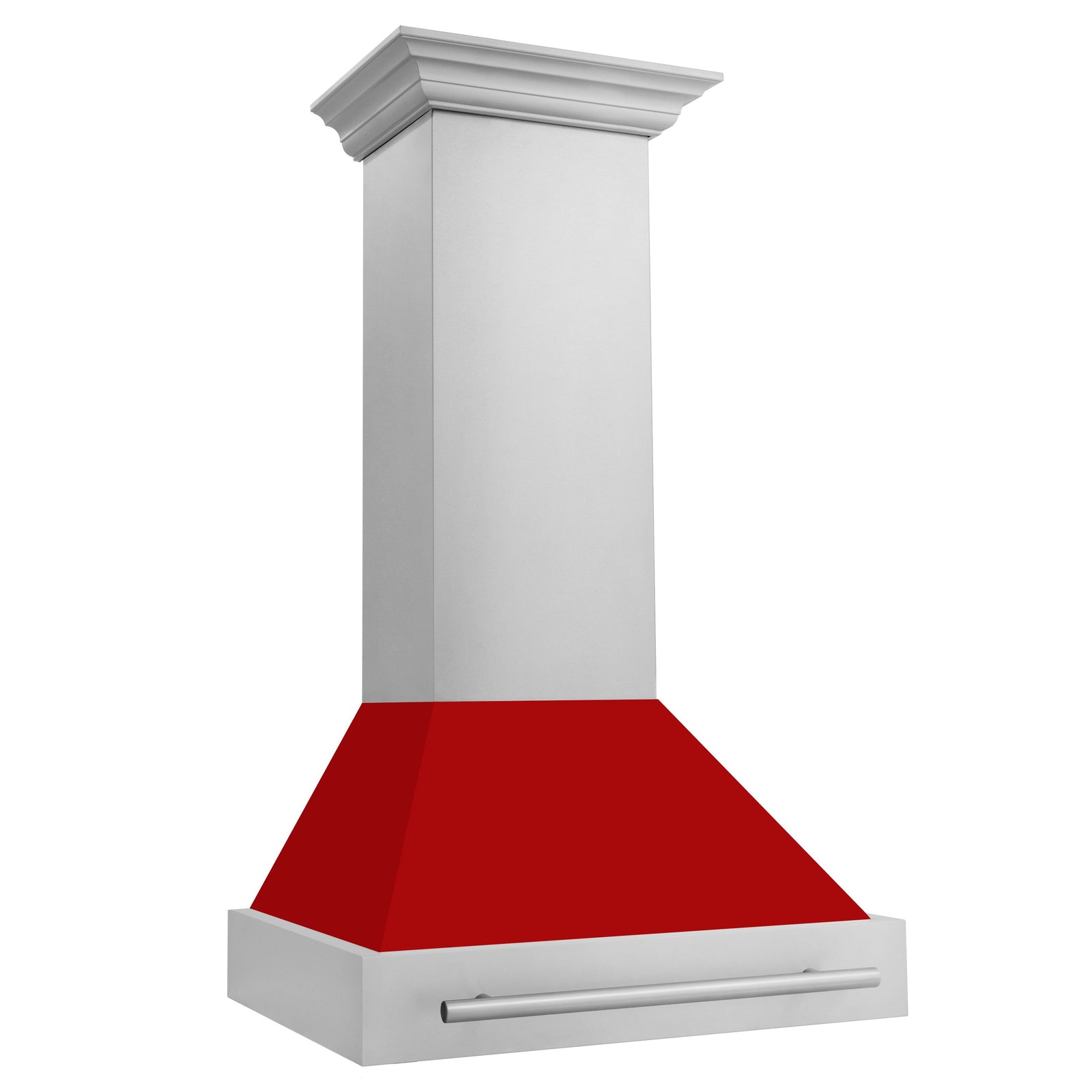 ZLINE 30 Inch Stainless Steel Range Hood with Red Matte Shell and Stainless Steel Handle, 8654STX-RM-30 - Smart Kitchen Lab