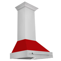 ZLINE 30 Inch Stainless Steel Range Hood with Red Matte Shell and Stainless Steel Handle, 8654STX-RM-30 - Smart Kitchen Lab