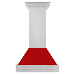 ZLINE 30 Inch Stainless Steel Range Hood with Red Matte Shell and Stainless Steel Handle, 8654STX-RM-30 - Smart Kitchen Lab