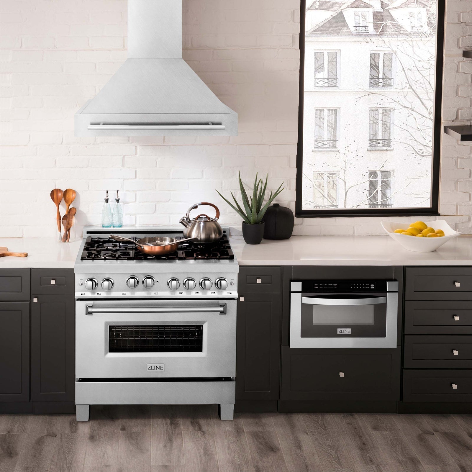 ZLINE 36" DuraSnow® Stainless Steel Range Hood, 8654SNX-36 - Smart Kitchen Lab