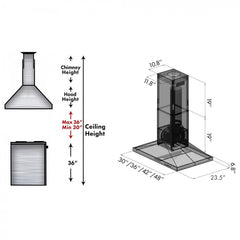 ZLINE 36 in. 400 CFM Island Range Hood in Black Stainless Steel, BSGL2iN-36 - Smart Kitchen Lab