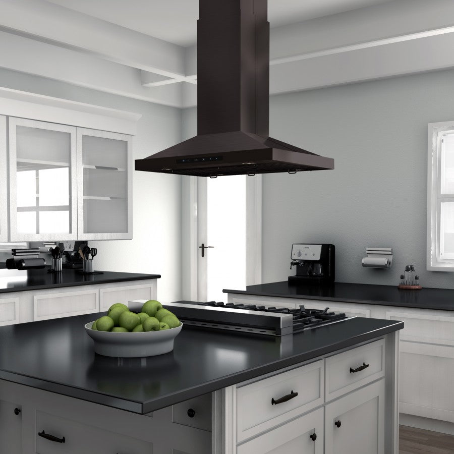 ZLINE 36 in. 400 CFM Island Range Hood in Black Stainless Steel, BSGL2iN-36 - Smart Kitchen Lab