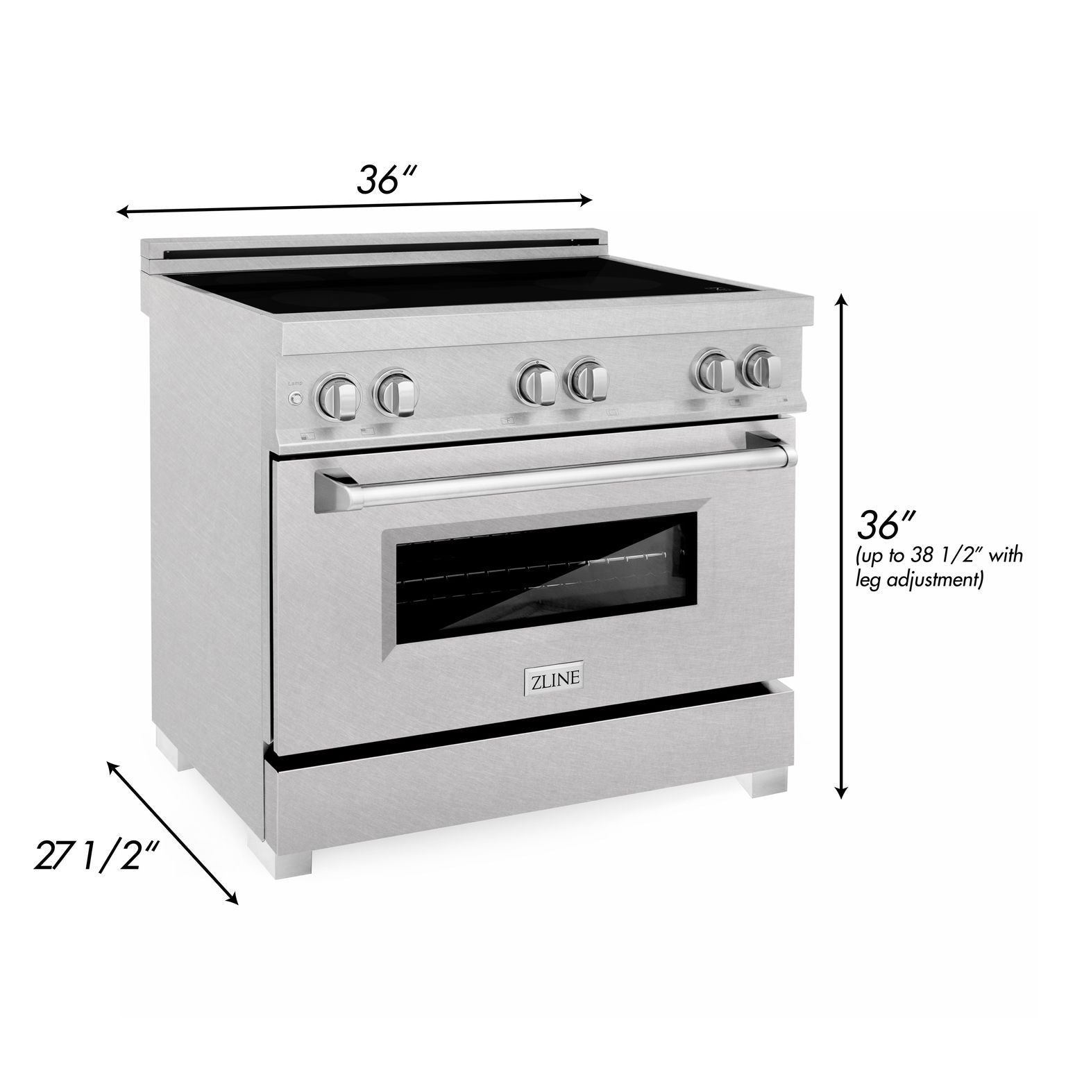 ZLINE 36 In. 4.6 cu. ft. Induction Range with a 4 Element Stove and Electric Oven in DuraSnow Stainless Steel, RAINDS-SN-36 - Smart Kitchen Lab