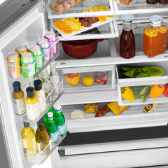 ZLINE 36 In. Autograph 22.5 cu. ft. Refrigerator with Ice Maker in Fingerprint Resistant Stainless Steel and Champagne Bronze Accents, RFMZ-36-CB - Smart Kitchen Lab