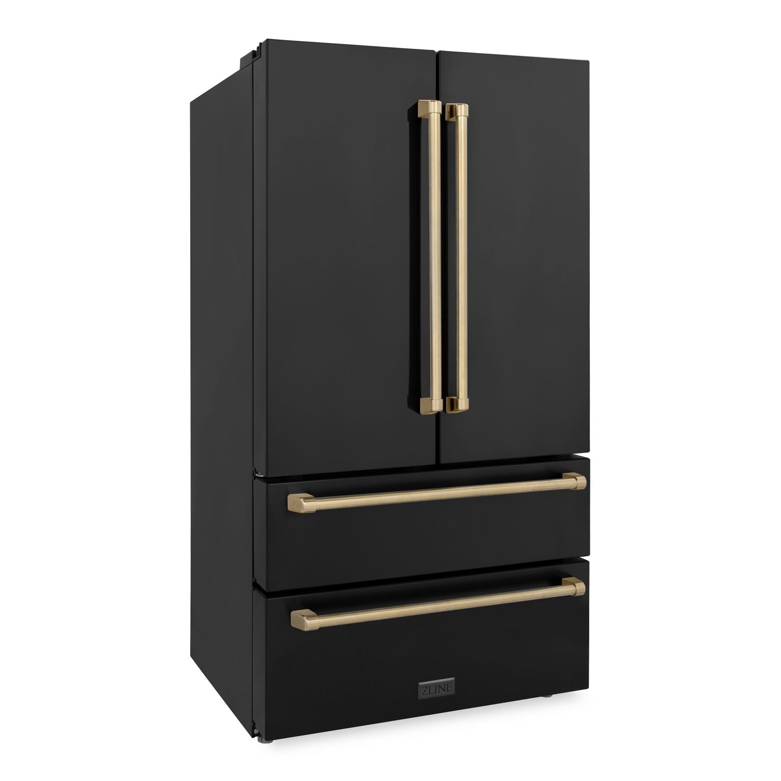 ZLINE 36 In. Autograph 22.5 cu. ft. Refrigerator with Ice Maker in Fingerprint Resistant Stainless Steel and Champagne Bronze Accents, RFMZ-36-CB - Smart Kitchen Lab